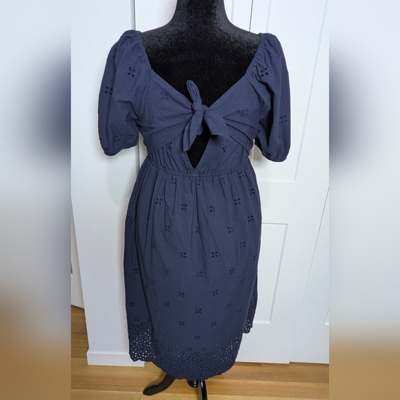 Time and Tru NEW Women's Eyelet Lace Midi Dress Blue Size S-M Cotton - Picture 13 of 13